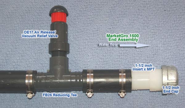 End Assembly for the MarketGro 1500 System for use with dripline